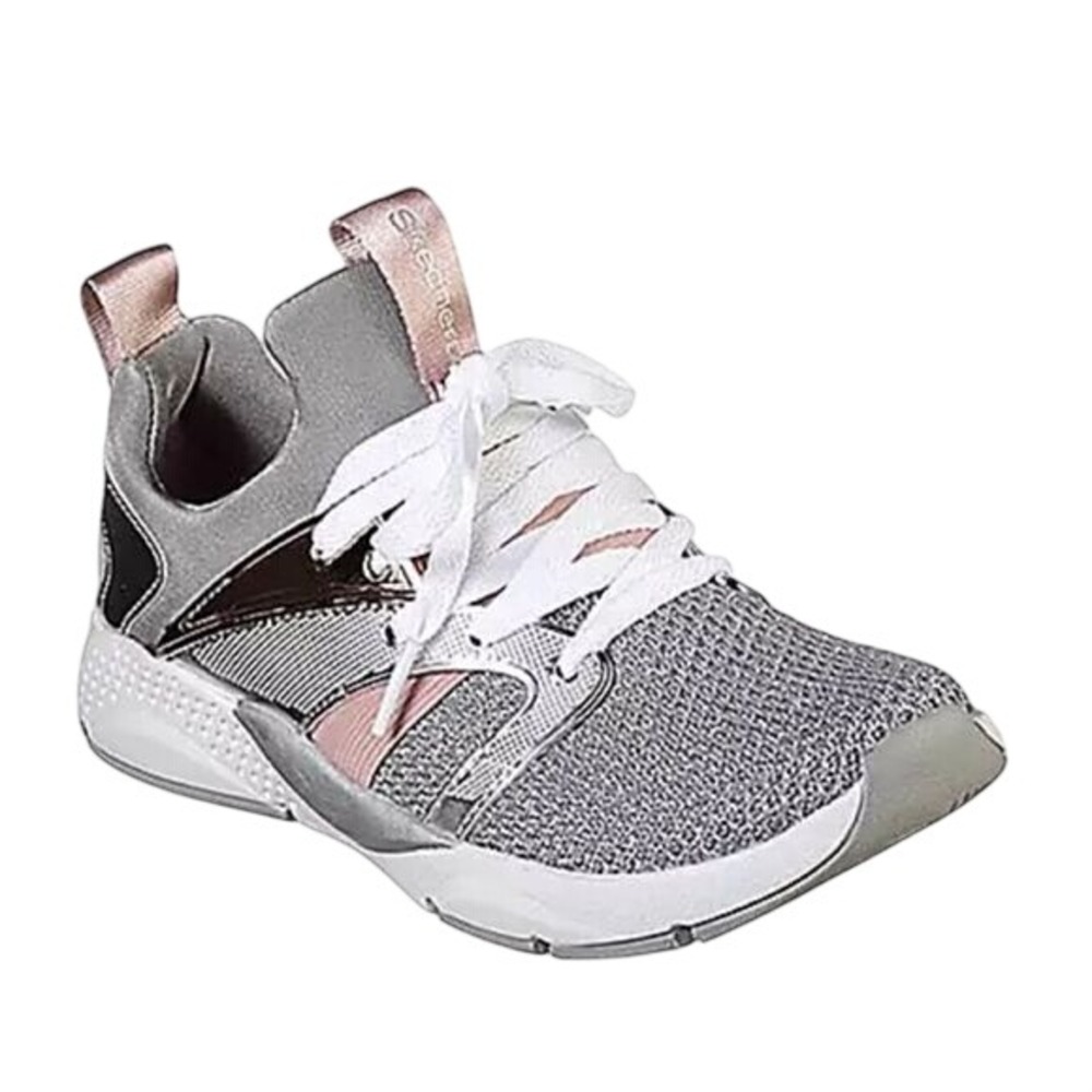 Skechers Shine‎ SN84853L Status Silver Big Girls Sneaker, Size 5